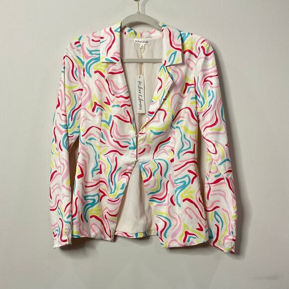 For Love & Lemons Confetti Blazer Jacket Pink Multicolor Print Size S NEW - Picture 3 of 7